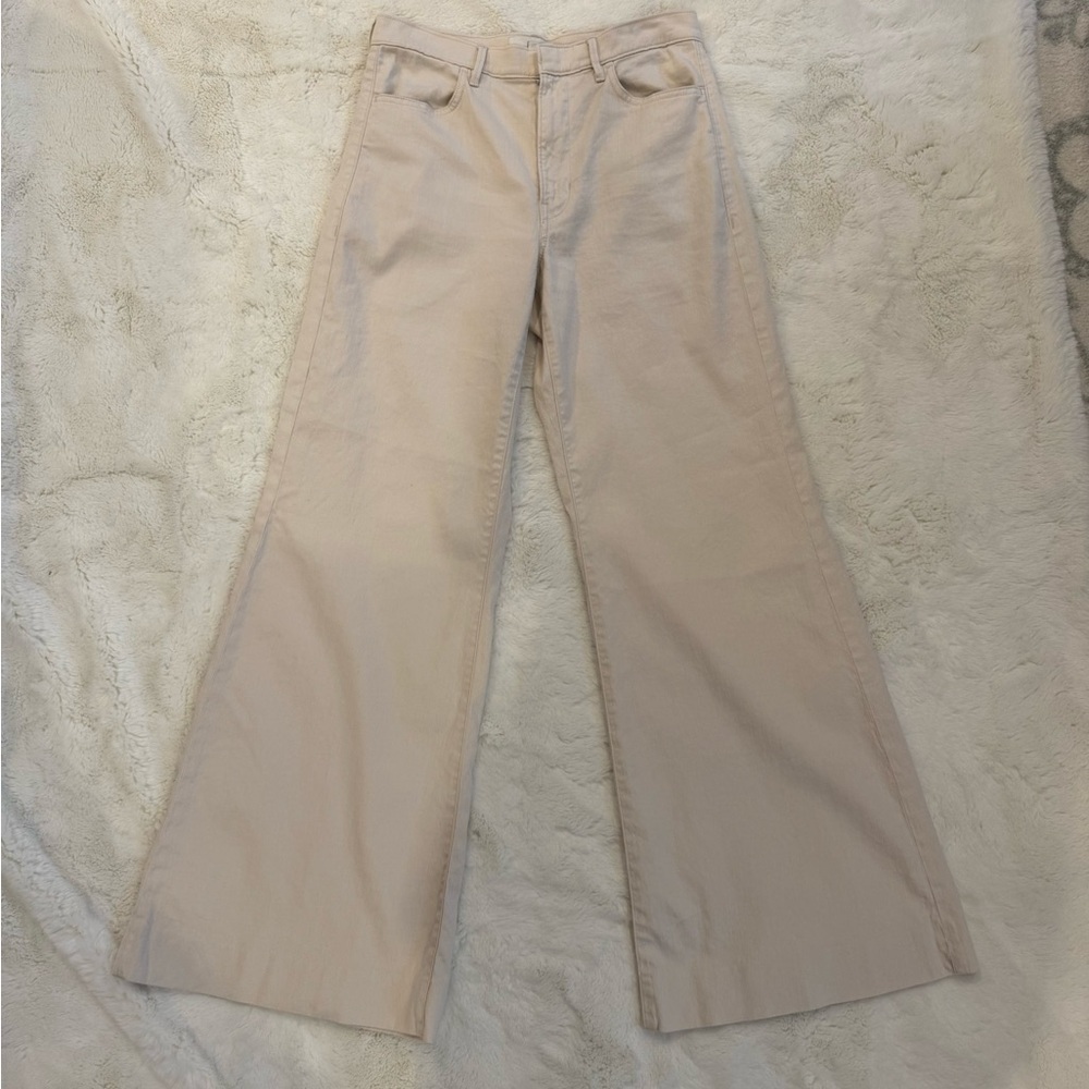 Banana Republic Minimalist High Rise Wide Leg Trousers Beige 28 - Picture 2 of 10